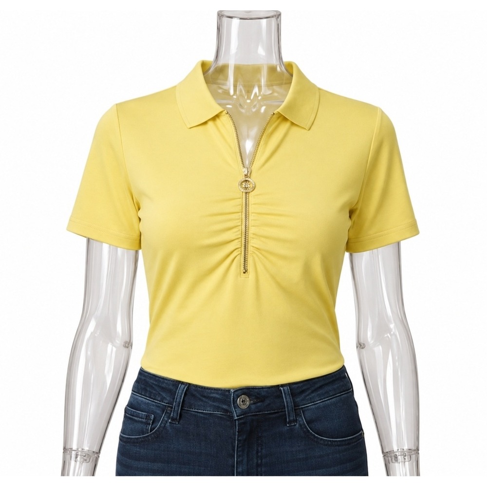 Michael Kors Women's 1/2 Zip Polo Shirt Short Sleeves Top SKUW425